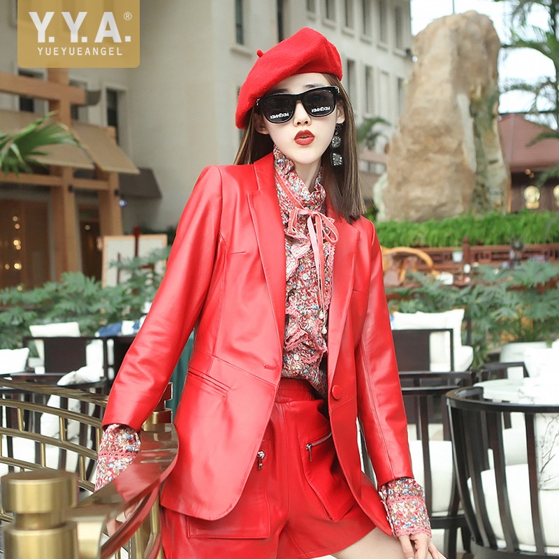 Leather Work Jacket Women'S - Autumn Elegant Women Soft Sheepskin Genuine