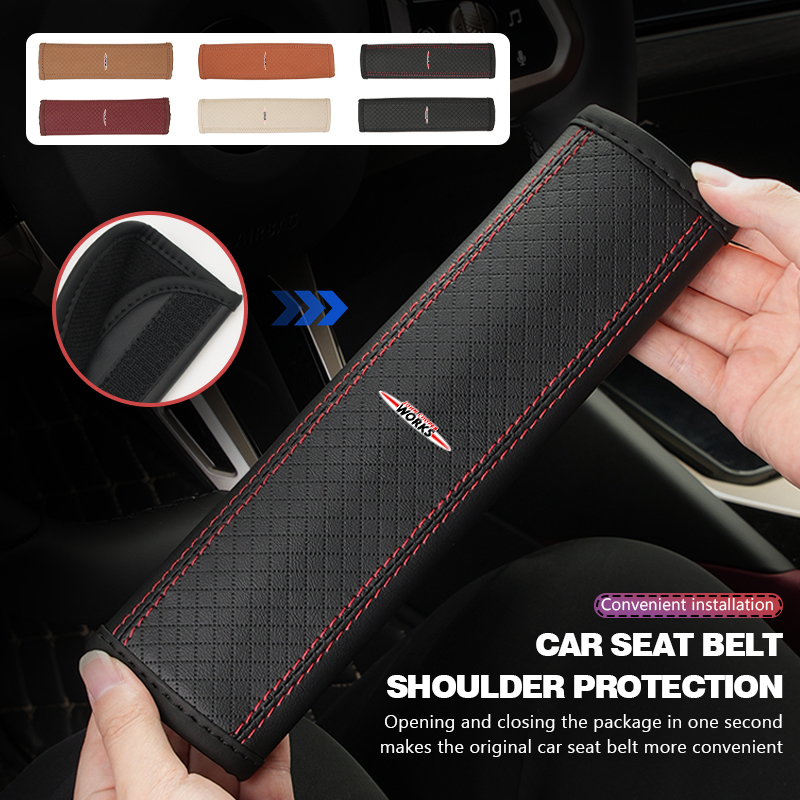 Leather Works Belt - Leather Car Seat Belt Protector Pad