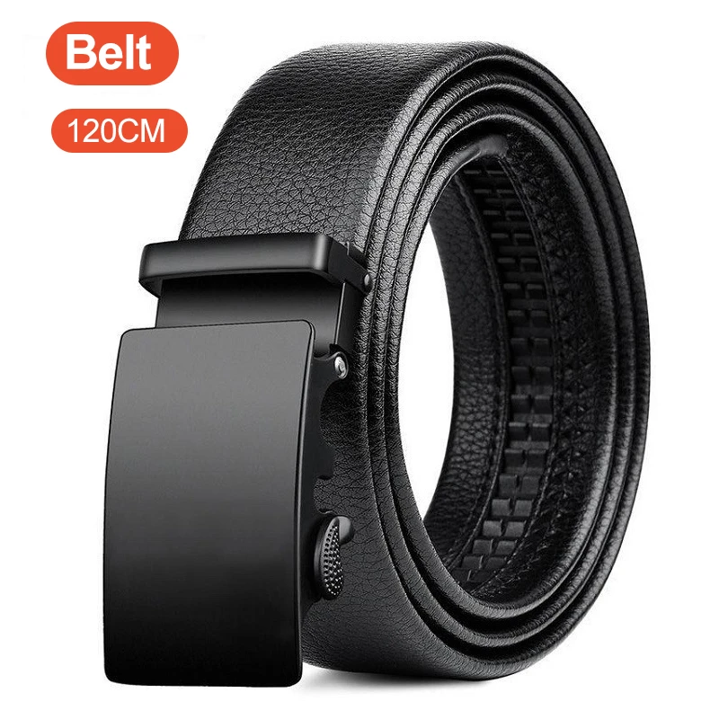 Leather Works Belt - Business Men's Belt Metal Automatic Buckle