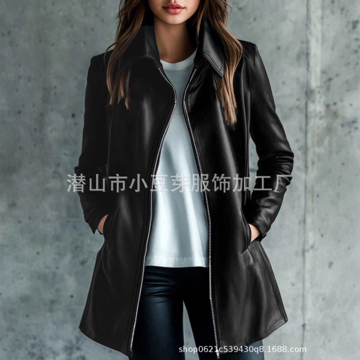 Leather Work Jacket Women'S - Women Mid Length Coats Zipper Jackets