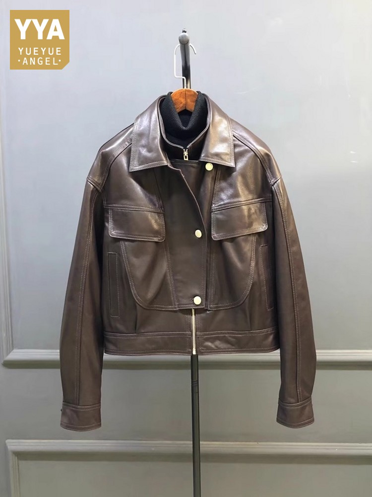 Leather Work Jacket Women'S - Designer Women Double Collar Work Jacket