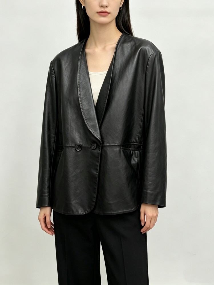 Fashion Women Loose Fit Soft R - Leather Work Jacket Women'S review and price