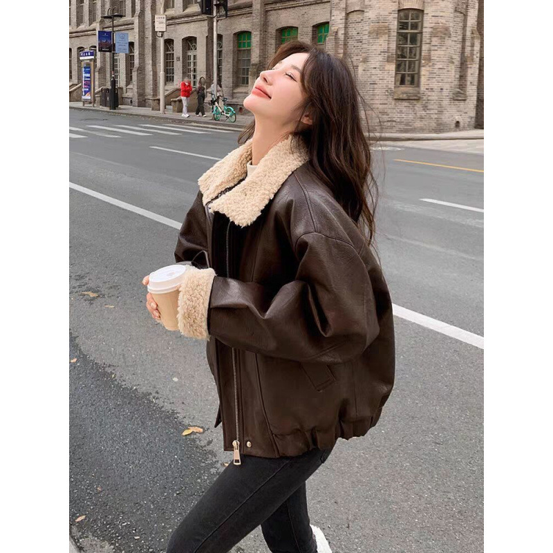 Women Coats Faux Leather Jacke - Leather Work Jacket Women'S review and price