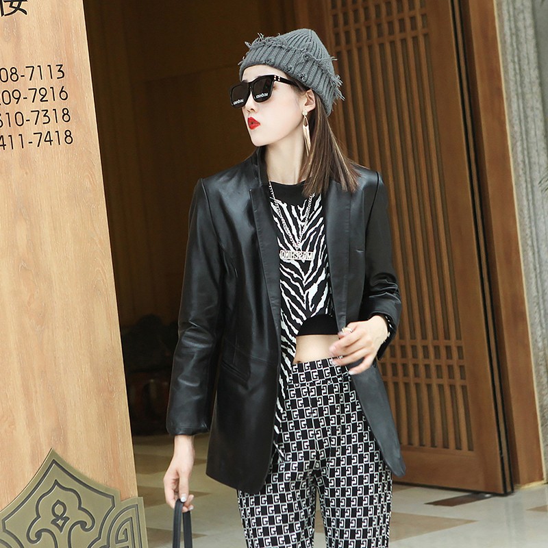 Autumn Elegant Women Soft Shee - Leather Work Jacket Women'S review and price