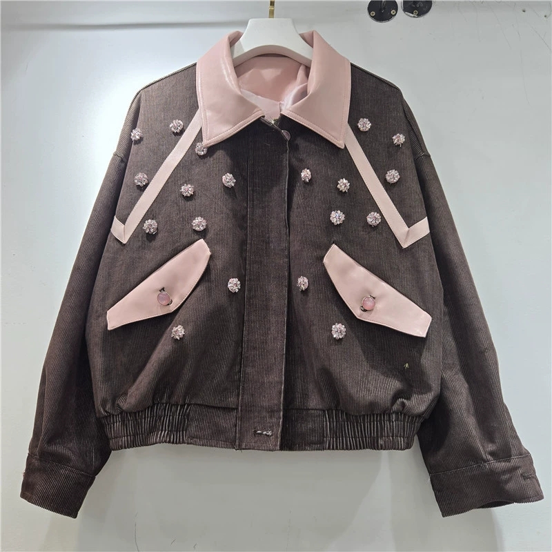 Heavy Work Beaded Flowers Cord - Leather Work Jacket Women'S review and price