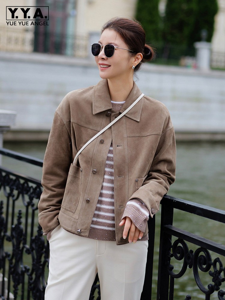 High Quality Women Slim Fit Si - Leather Work Jacket Women'S review and price