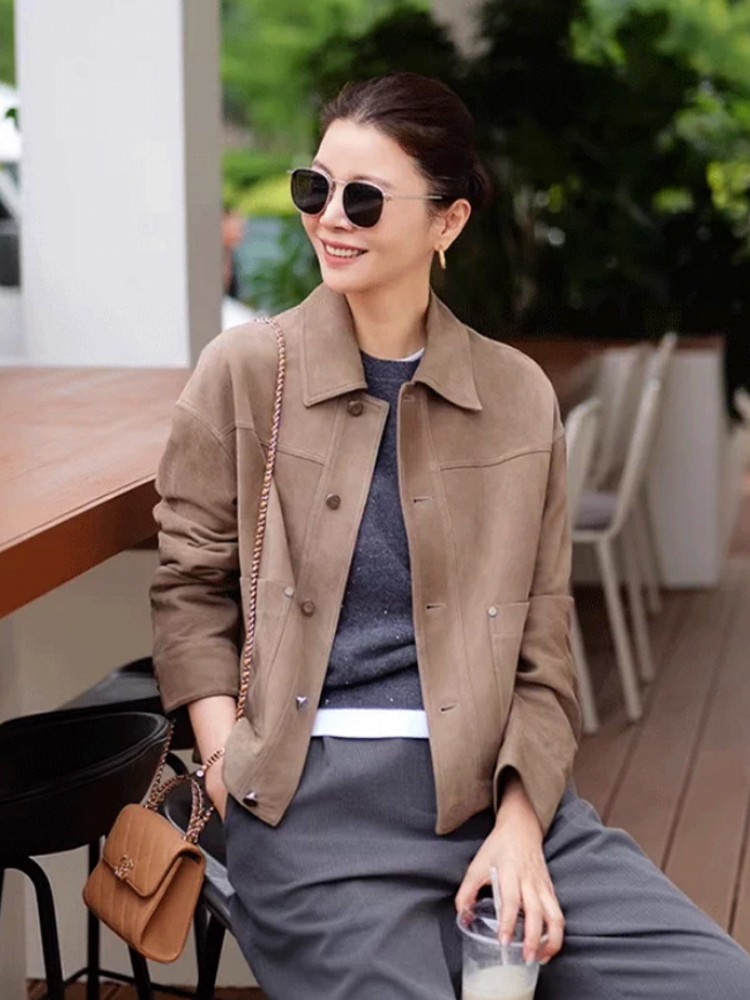 High Quality Women Slim Fit Si - Leather Work Jacket Women'S review and price