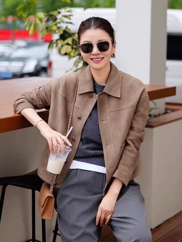 High Quality Women Slim Fit Si - Leather Work Jacket Women'S review and price