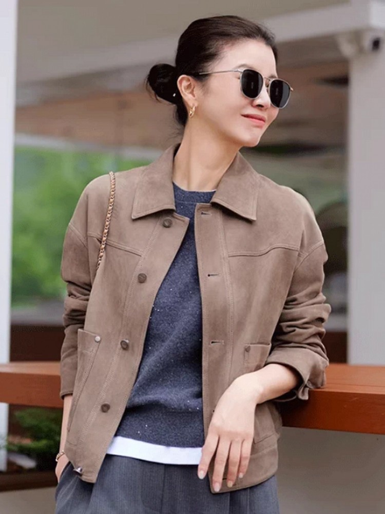 High Quality Women Slim Fit Si - Leather Work Jacket Women'S review and price