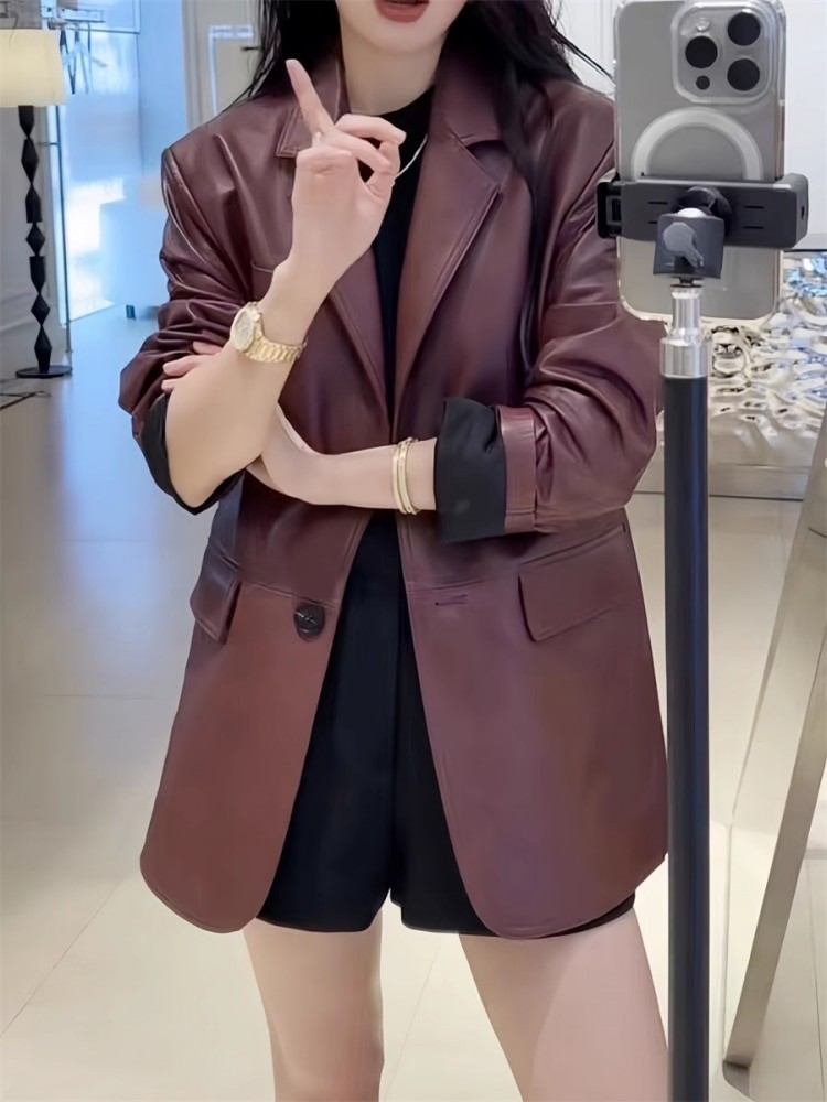 Autumn Office Ladies Work Mid  - Leather Work Jacket Women'S review and price