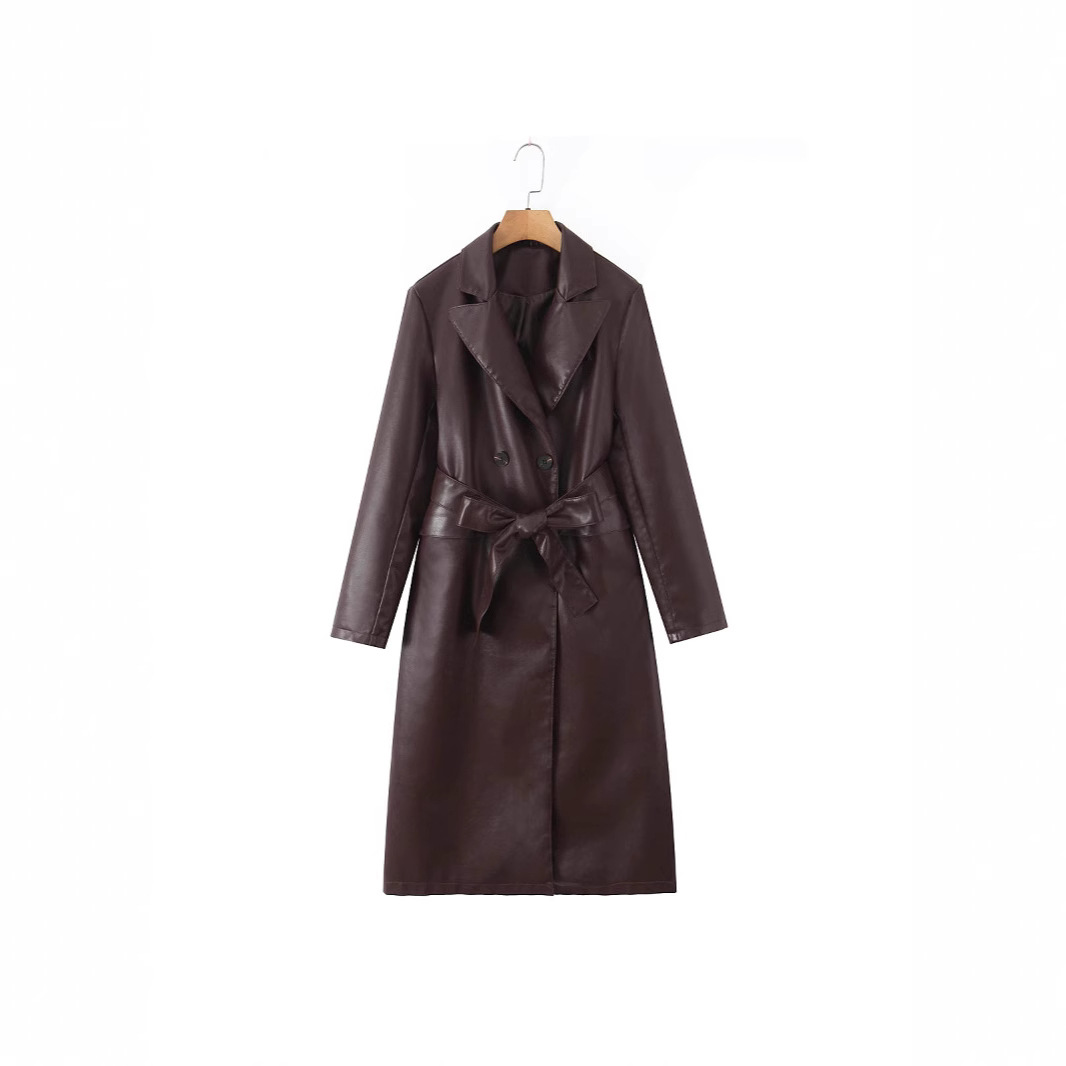 Women Trench Coat Faux Leather - Leather Work Jacket Women'S review and price