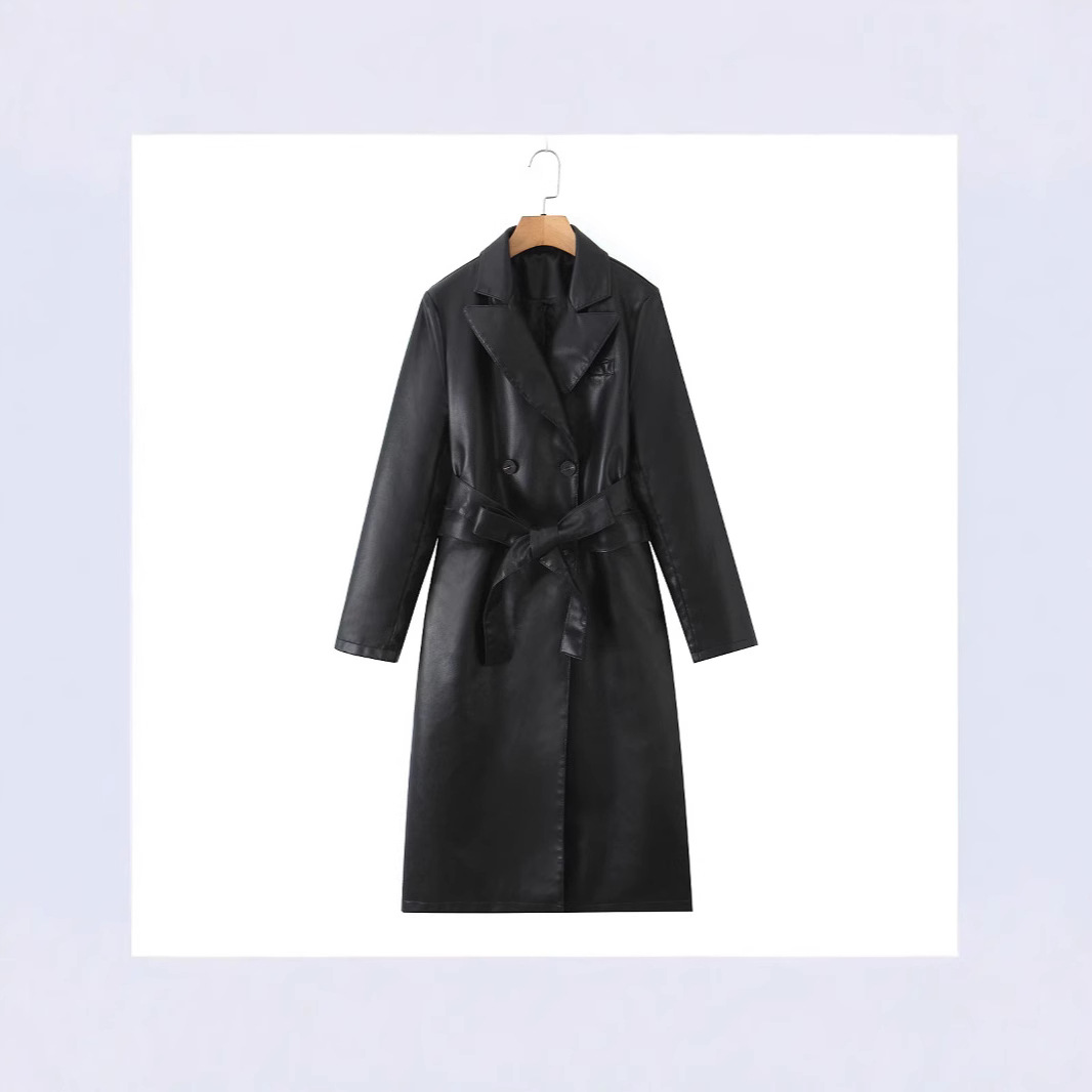 Women Trench Coat Faux Leather - Leather Work Jacket Women'S review and price