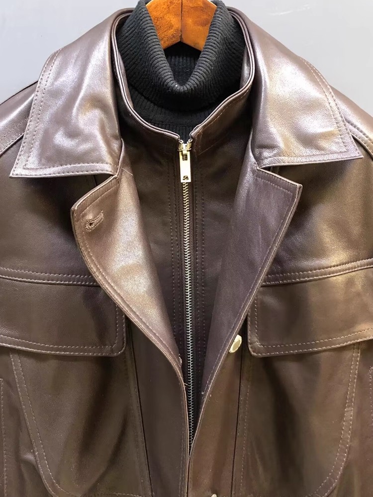 Designer Women Double Collar W - Leather Work Jacket Women'S review and price