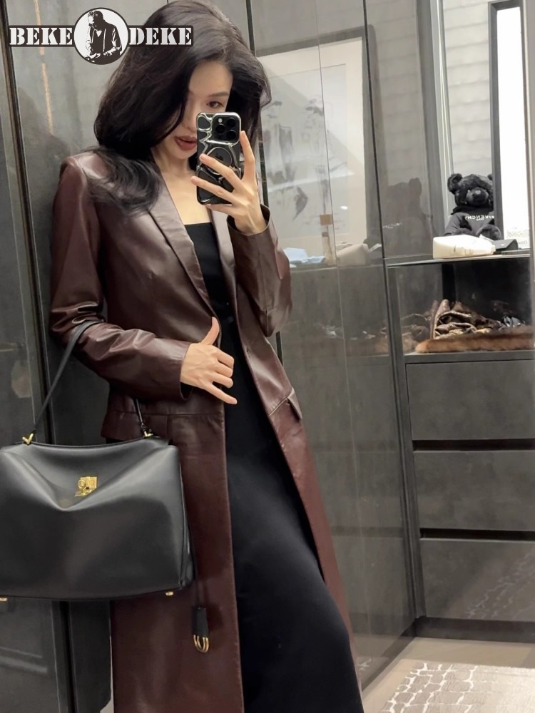 Italian Designer Women Long Sh - Leather Work Jacket Women'S review and price
