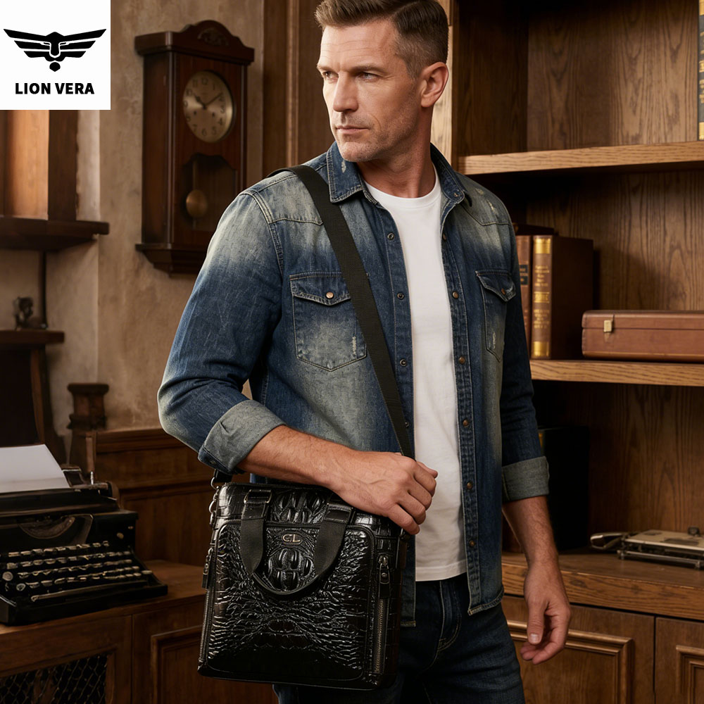 LION VERA Men's Genuine Leathe - Leather Work Bag Men review and price